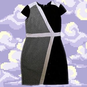 Retro mod black and white pattern dress